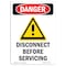 Signmission Safety Sign, OSHA Danger, 10" Height, Rigid Plastic, Disconnect Before Servicing, Portrait OS-DS-P-710-V-1129 - alternate 1